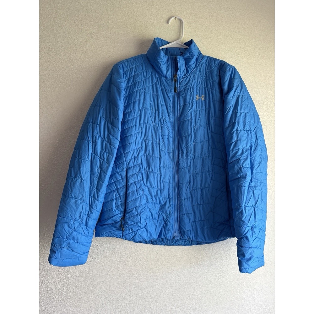 Under Armour Blue Down Puffer Jacket Sportswear Women's L Cold Gear X Storm